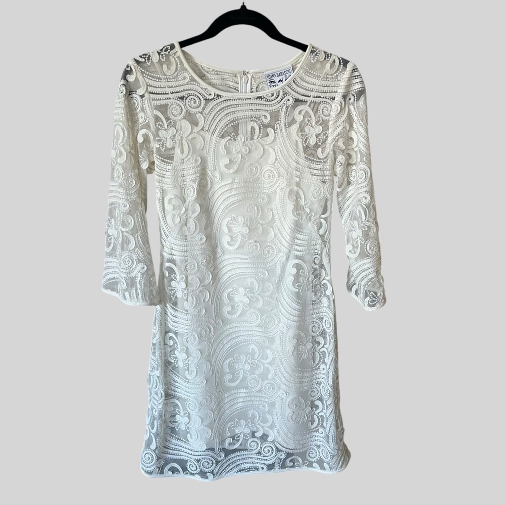 Yoana Barachi Cream Lace Long Sleeve Dress